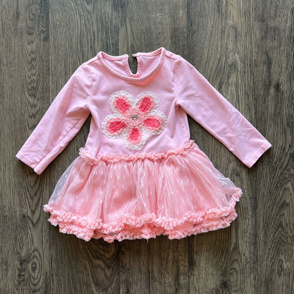 Nannette Baby Pink Flower Tulle Skirt Dress - Size 2T